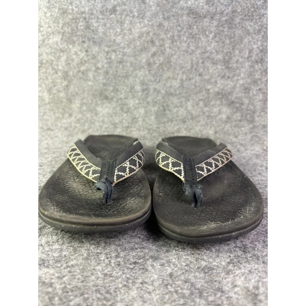Chaco Flip Flop Sandals Womens 9 Black Geometric Pattern‎ LUVSEAT Footbed